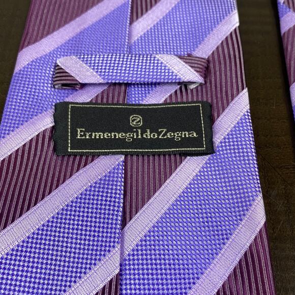 ERMENEGILDO ZEGNA purple Silk Men Ermengildo Zegna Striped Purple Tie